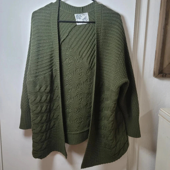Blugirl Blumarie Green Knit Cardigan | Fall Knit Cardigan | Large Cardigan - Picture 2 of 11